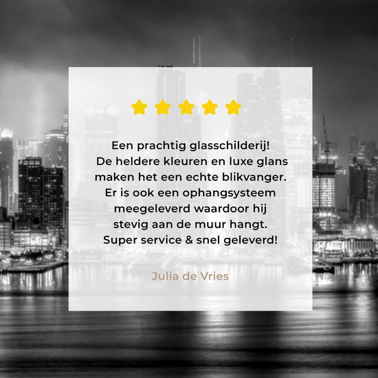 MuchoWow® Peinture sur verre 30x20 cm - Peinture sur verre acrylique - New York - Storm - Zwart - Wit - Photo sur verre - Peintures