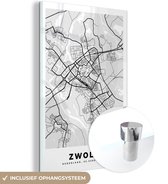 MuchoWow® Peinture sur verre 100x150 cm - Peinture sur verre acrylique - Plan de la ville - Zwolle - Grijs - Wit - Photo sur verre - Peintures - Carte