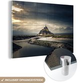 MuchoWow® Glasschilderij 90x60 cm - Schilderij acrylglas - Frankrijk - Wolken - Water - Foto op glas - Schilderijen
