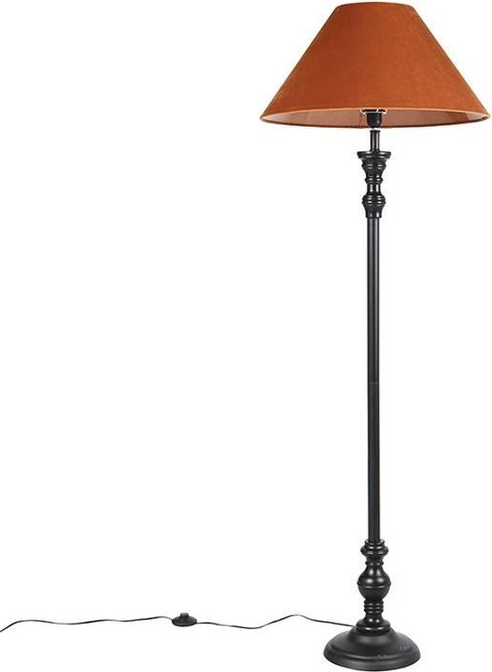 QAZQA classico - Klassieke Vloerlamp | Staande Lamp met kap - 1 lichts - H  1600 mm -... | bol