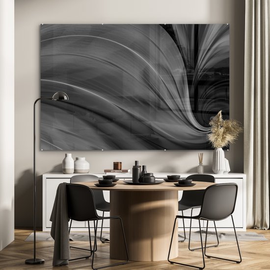 ® Glasschilderij 150x100 cm - Schilderij acrylglas - Achtergrond met de kleuren van een pauwenveer - Foto op glas - Muurdecoratie woonkamer - Wanddecoratie slaapkamer - Schilderijen