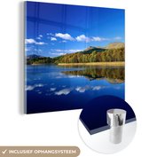 MuchoWow® Glasschilderij 20x20 cm - Schilderij acrylglas - Weerspiegeling van de bergen over het meer van Loch Lomond in Schotland - Foto op glas - Schilderijen