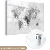 MuchoWow® Glasschilderij 120x80 cm - Schilderij acrylglas - Wereldkaart - Abstract - Verf - Kinderen - Jongens - Meisjes - Foto op glas - Schilderijen