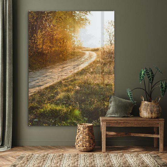 MuchoWow® Peinture sur verre 120x160 cm - Peinture sur verre acrylique - Chemin - Nature - Arbre - Photo sur verre - Peintures
