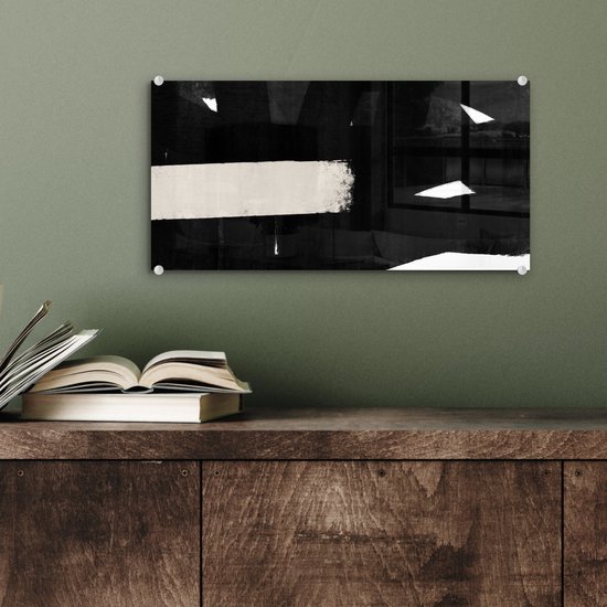 MuchoWow® Peinture sur verre 40x20 cm - Peinture sur verre acrylique - Abstrait - Pastel - Minimalisme - Photo sur verre - Peintures