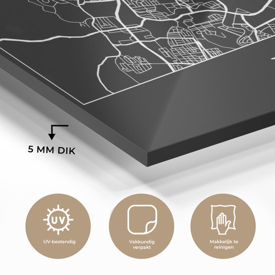 MuchoWow® Peinture sur verre - Carte - Haarlem - Plan de la ville - Carte - 90x60 cm - Peintures sur verre acrylique - Photo sur Glas