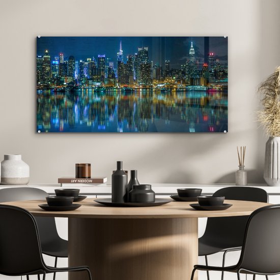 Peinture sur Verre - New York - Skyline - Amérique - 80x40 cm - Peintures sur Verre Acrylique - Photo sur Glas