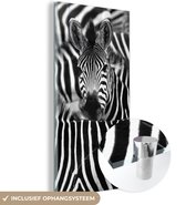 MuchoWow® Glasschilderij 60x120 cm - Schilderij acrylglas - Zebra zwart-wit fotoprint - Foto op glas - Schilderijen