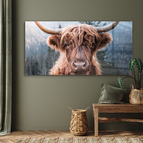 Peinture sur Verre - Highlander écossais - Animaux - Forêt - 160x80 cm - Peintures sur Verre Peintures - Photo sur Glas