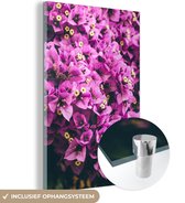 MuchoWow® Glasschilderij 40x60 cm - Schilderij acrylglas - Bloemen - Paars - Geel - Foto op glas - Schilderijen