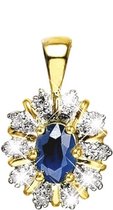 Lucardi Diamond - Geelgouden hanger met diamant en saffier
