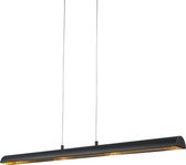 QAZQA balo - Moderne LED Hanglamp voor boven de eettafel | in eetkamer - 4 lichts - L 1000 mm - Zwart Goud - Woonkamer