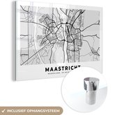 MuchoWow® Glasschilderij 120x80 cm - Schilderij acrylglas - Kaart - Maastricht - Nederland - Foto op glas - Schilderijen