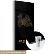 MuchoWow® Peinture sur Verre - Utrecht - Carte - Nederland -Bas - Noir et Or - 60x120 cm - Peintures sur Verre Acrylique - Photo sur Glas