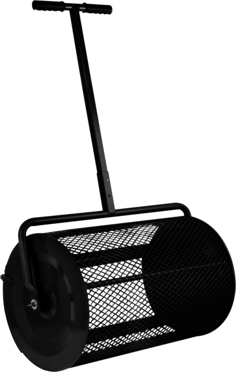 T-Mech Zwart Compostverspreider - 80L Capaciteit - Lichtgewicht Ontwerp - Scharnierende Deur - Inclusief Tuinhandschoenen