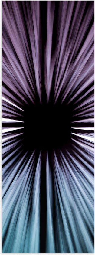 Poster Glanzend – Abstracte Strepen in Paars en Blauw tegen Zwart Doek - 20x60 cm Foto op Posterpapier met Glanzende Afwerking