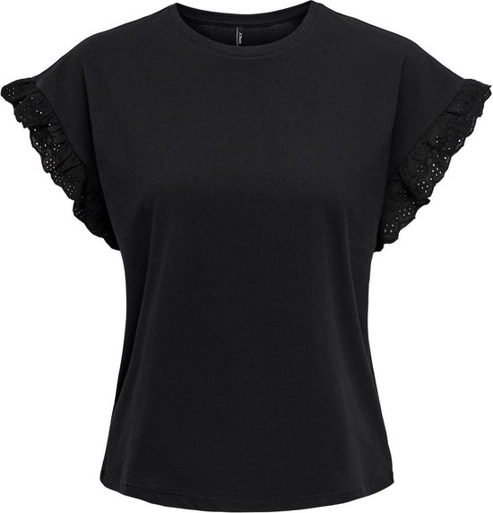 Only T-shirt Onliris S/s Emb Top Jrs 15255618 Black Dames Maat - S