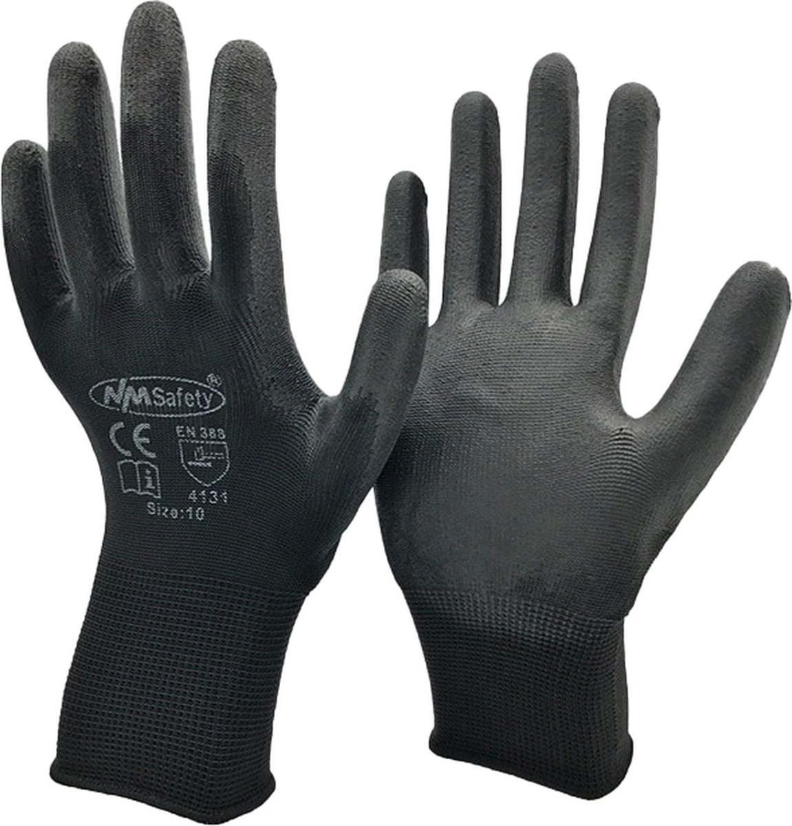 VCTparts Veiligheids Industriële Werk Handschoenen met Rubberlaag Zwart [Maat L]