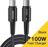 Essager 100W USB-C Snellaad Kabel 5A 0,5M Zwart
