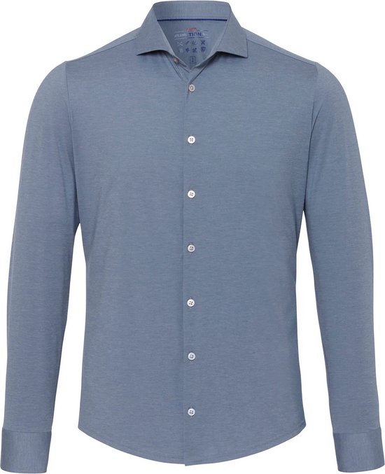 Pure - The Functional Shirt Grijs Blauw - Heren - Maat 46 - Slim-fit