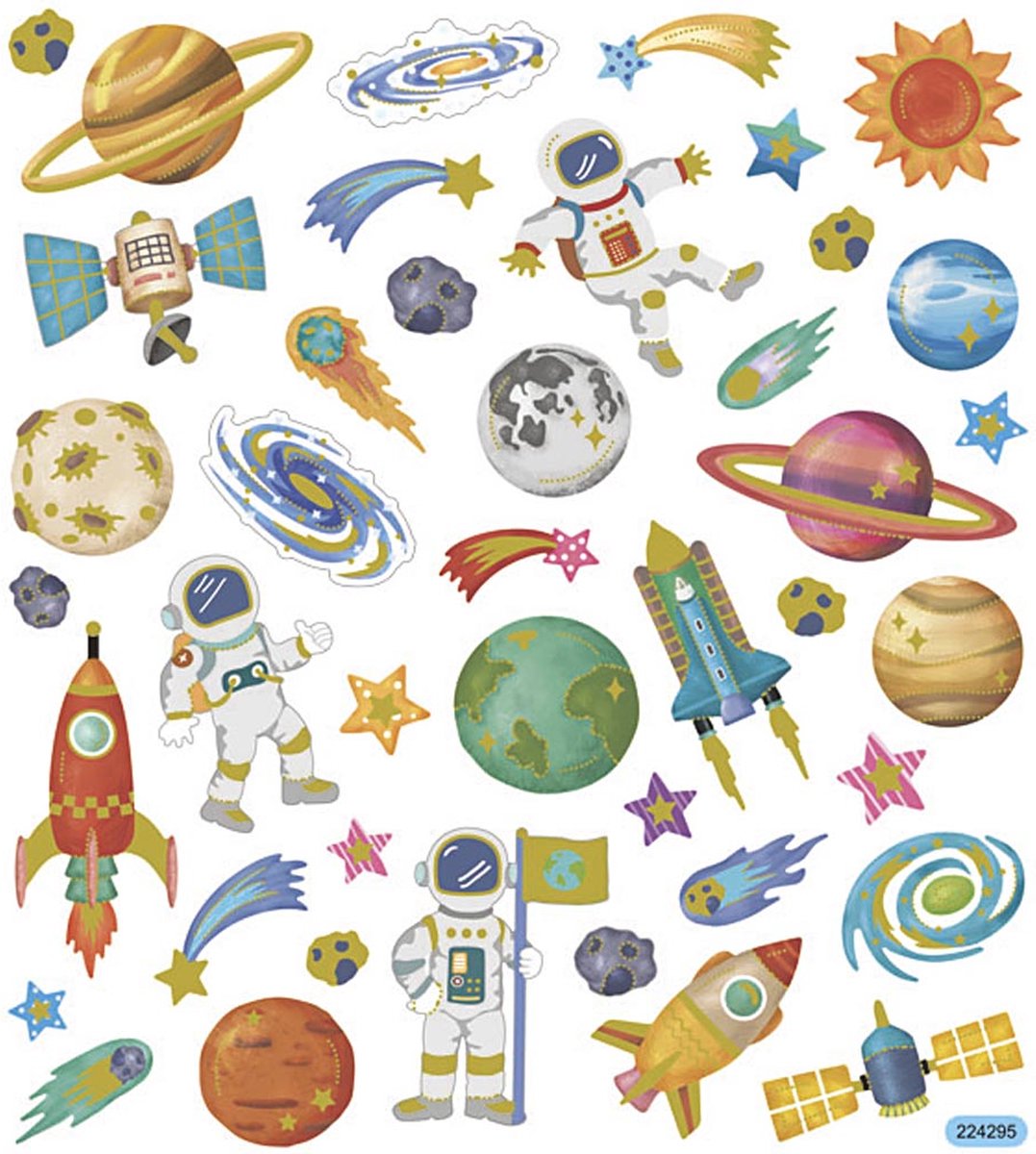 Stickers, ruimte, 15x16,5 cm, 1 vel
