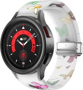 Strap-it Smartwatch bandje - Luminous Butterfly magnetisch siliconen bandje geschikt voor Samsung Galaxy Watch 6 / 6 Classic/ Watch 5 / Watch 5 Pro / Watch 4 / Watch 4 Classic