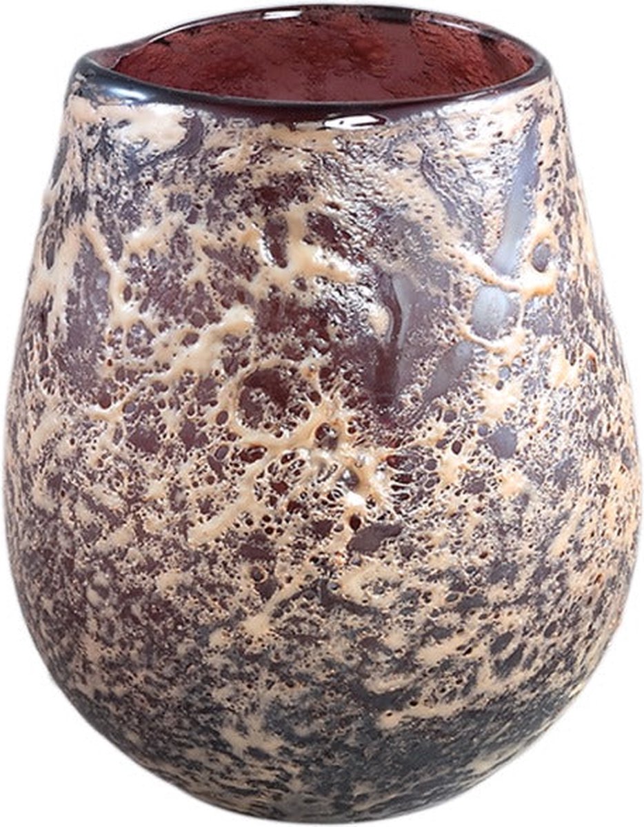 PTMD COLLECTION PTMD Jice Windlicht - 13 x 13 x 15 cm - Glas - Rood