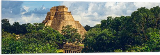 Acrylglas - ''Piramide van de Tovenaar'' Yucatan, Mexico - 120x40 cm Foto op Acrylglas (Met Ophangsysteem)