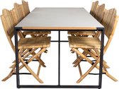 Salon de jardin Texas ensemble table 100x200cm et 6 chaises Cannage gris, naturel, noir.