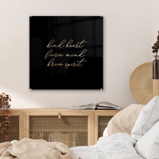 MuchoWow® Peinture sur verre - Citations - Dictons - Or - Zwart - 50x50 cm - Peintures sur verre acrylique - Photo sur Glas