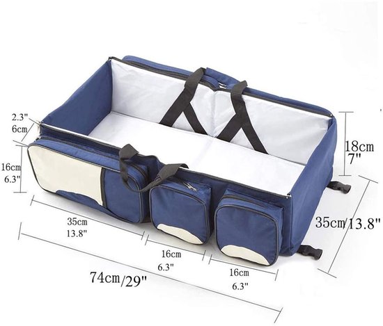 Baby bed - Luiertas - Reisbedje voor Baby’s en Kleuters - Opvouwbare Reiswieg - Reisbed met matras - Reistas - Blauw van Merkloos — afbeelding 3