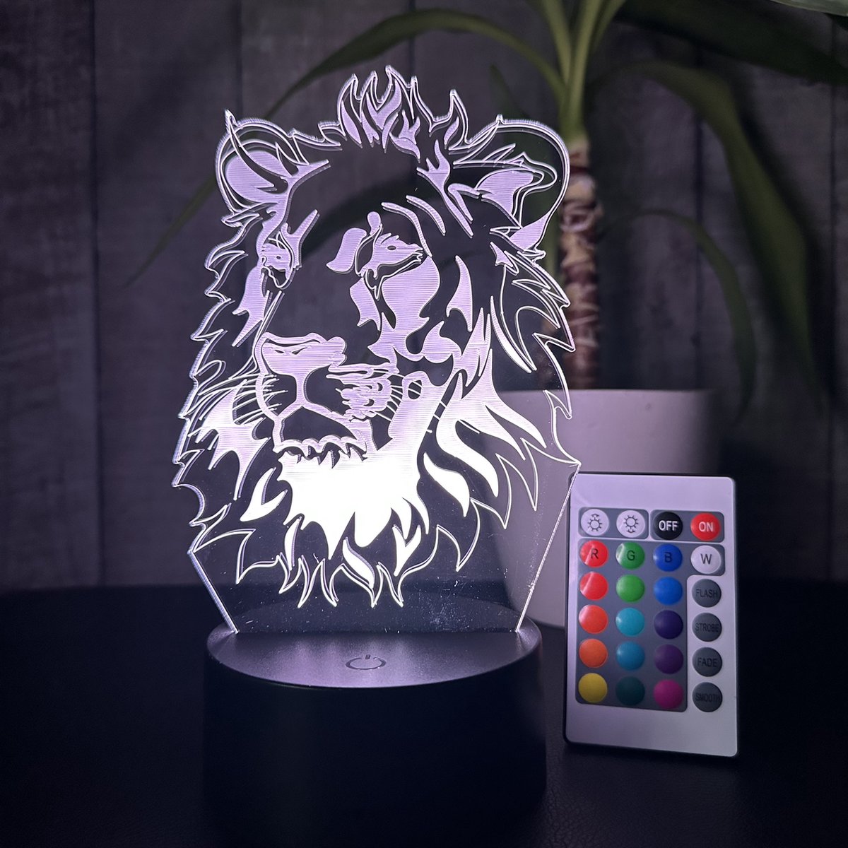 Klarigo® Nachtlamp – 3D LED Lamp Illusie – 16 Kleuren – Bureaulamp – Dieren lamp – Sfeerlamp Leeuw – Nachtlampje Kinderen – Creative lamp - Afstandsbediening