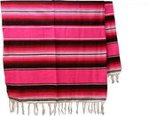 Mexicaanse deken - plaid - serape - Acryl - 215 x 155 - Roze - BBBZZ1pink