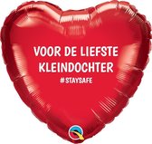 STAYSAFE Hart Rood "Voor de liefste Kleindochter" GEVULD MET HELIUM