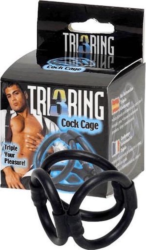 Seven Creations - Tri Ring Cock Cage - Vibrator - Zwart - Ø 40 mm