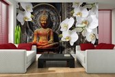 Buddha Zen Flowers Orchids Mandala Photo Wallcovering
