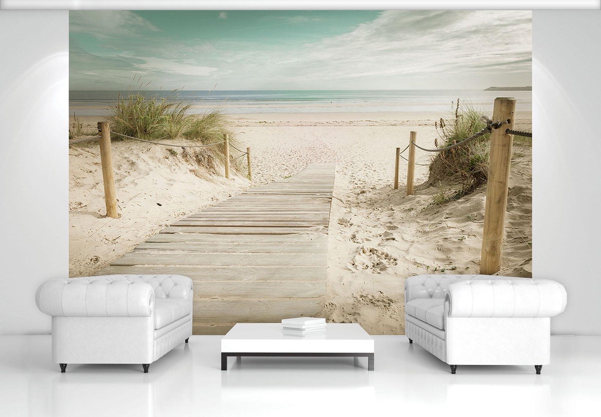 Fotobehang Vlies Strand Groen, Geel 368x254cm (bxh)