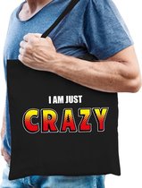 I am just crazy katoenen tas zwart - tasje / shopper voor heren