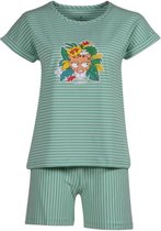 Woody Meisjes-Dames Pyjama Jadegroen-Wit Gestreept Groen 6A
