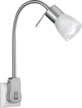 Stekkerlamp met Schakelaar - Trion Levino - E14 Fitting - 6W - Warm Wit 3000K - Mat Nikkel - Aluminium - BSE