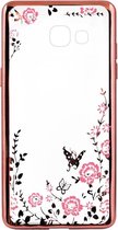 ADEL Siliconen Back Cover Softcase Hoesje Geschikt voor Samsung Galaxy A5 (2017) - Bling Bling Vlinders en Bloemen Roze