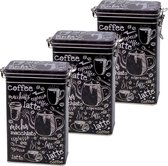 3x Boîtes à café / boîtes de rangement rectangulaires noires 19 cm - Boîtes de rangement café - Moules à café / boîtes à café