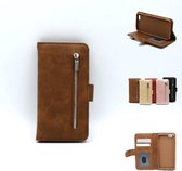 P.C.K. Bruin boekhoesje/bookcase met rits en portemonnee  geschikt voor Apple Iphone XR