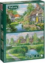 Falcon puzzel Riverside Cottages - Legpuzzel - 2 x 500 stukjes
