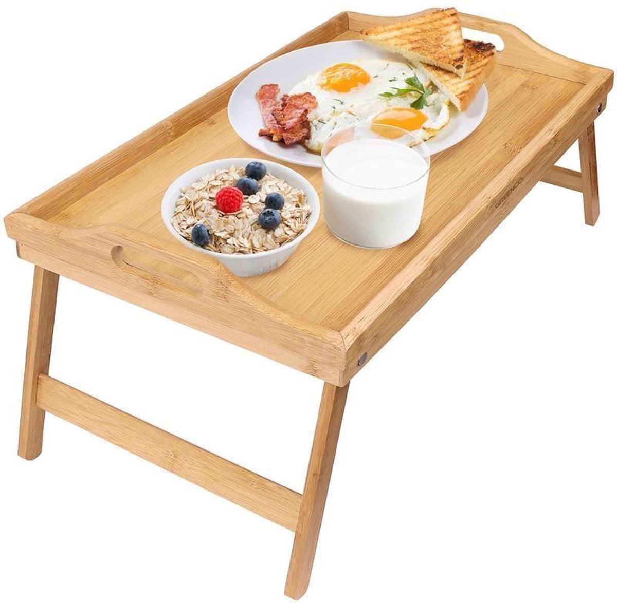 Decopatent® Bamboe inklapbare bedtafel voor op bed met dienblad - Houten  Bedtafelje -... | bol.com