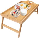 Decopatent® Bamboe inklapbare bedtafel voor op bed met dienblad - Houten Bedtafelje - Laptoptafel - Ontbijt Bed - Bank dienblad