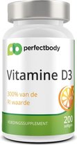 Vitamine D3 - 15mcg - 200 Softgels - PerfectBody.nl