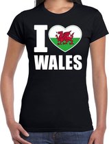 I love Wales t-shirt Verenigd Koninkrijk zwart voor dames XS