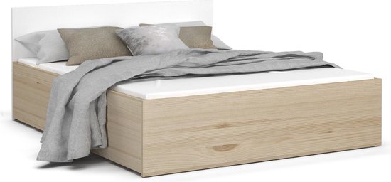 2 persoons bed 140x200 cm - Pijnboom/wit - zonder matras | bol.com