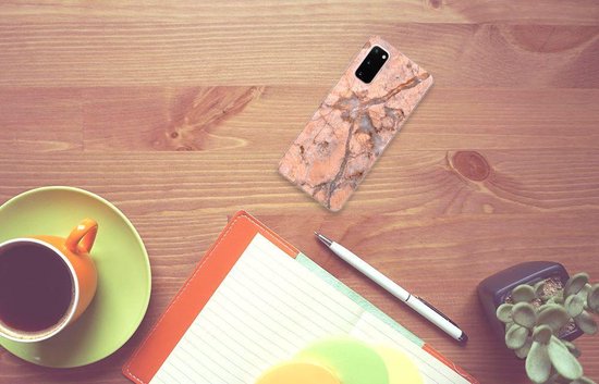 Coque Téléphone pour Samsung Galaxy S20 Bumper Housse Etui Orange De Marbre